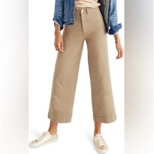 Madewell Emmett Wide-Leg Crop Pants in Dark Khaki Tan Size 28